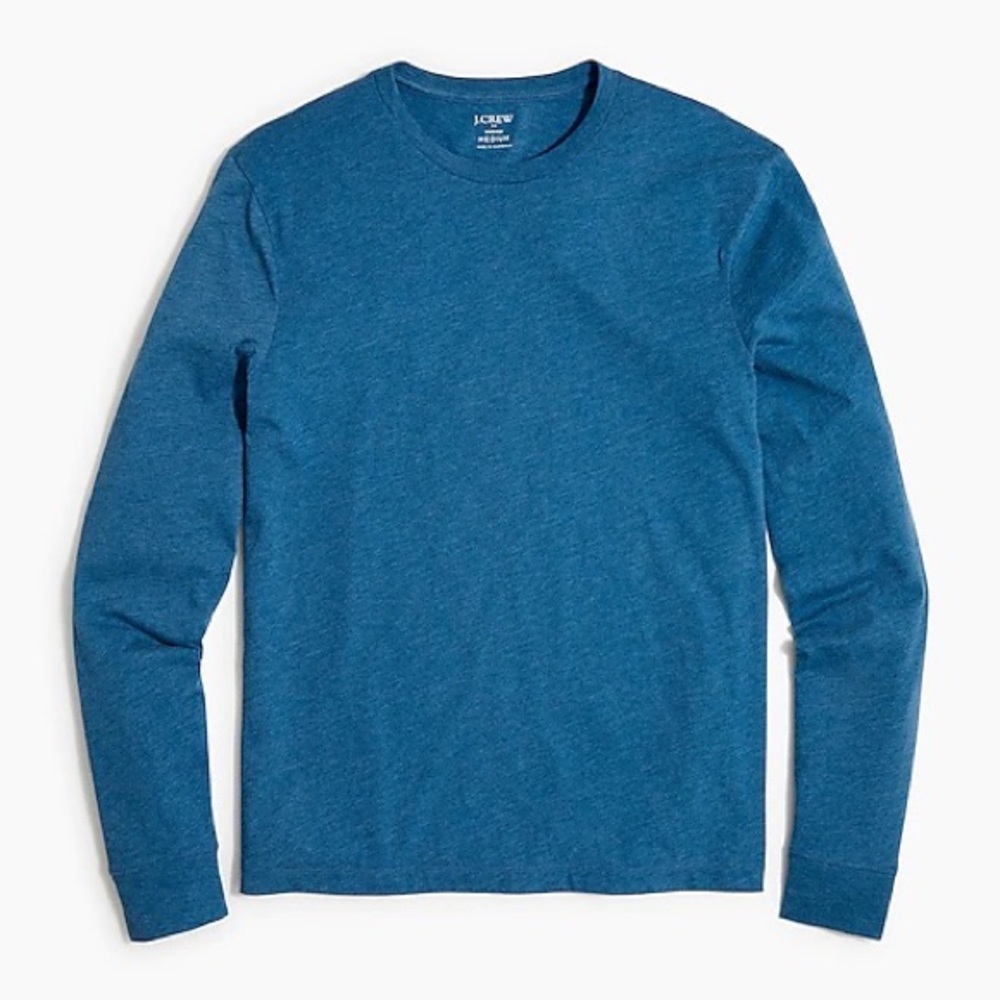NWT J.Crew Men's Long Sleeve Crewneck T-Shirt Size Large Heather Blue
